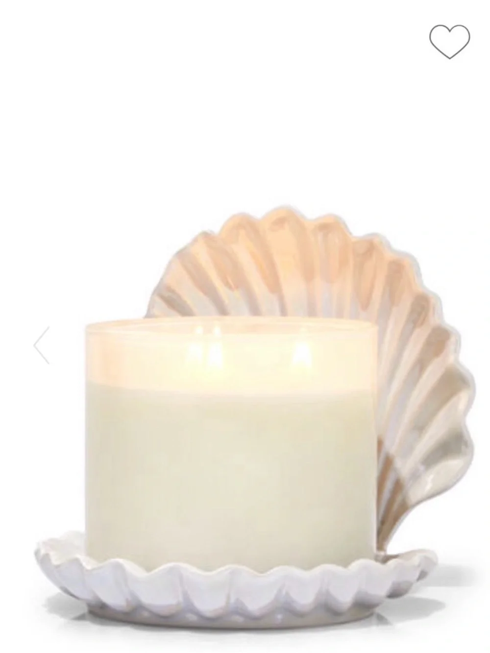 Bath Body Works NWT Ceramic Clam Shell Iridescent Pearl 3 Wick Candle Holder